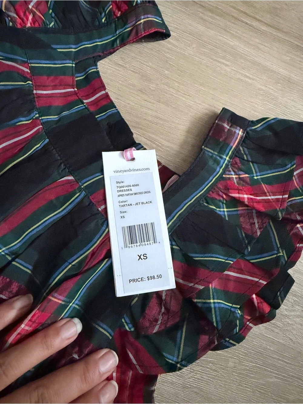 Vineyard Vines Girls' Holiday Plaid Smocked Dress SZ XS NWT